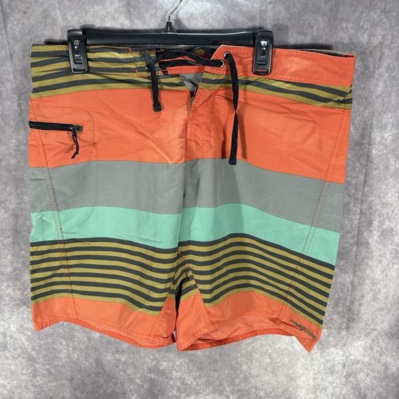 Patagonia Other - Patagonia‎ Shorts Mens 34 Striped Orange Board Summer Swim Trunks